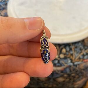 Antique/Vintage 900 Silver Enameled Slipper Charm